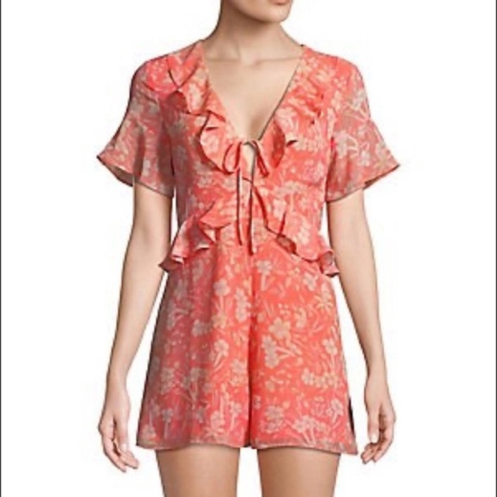 Highline orange floral romper